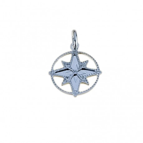 compass rose pendant in 18kt white gold C1454B
