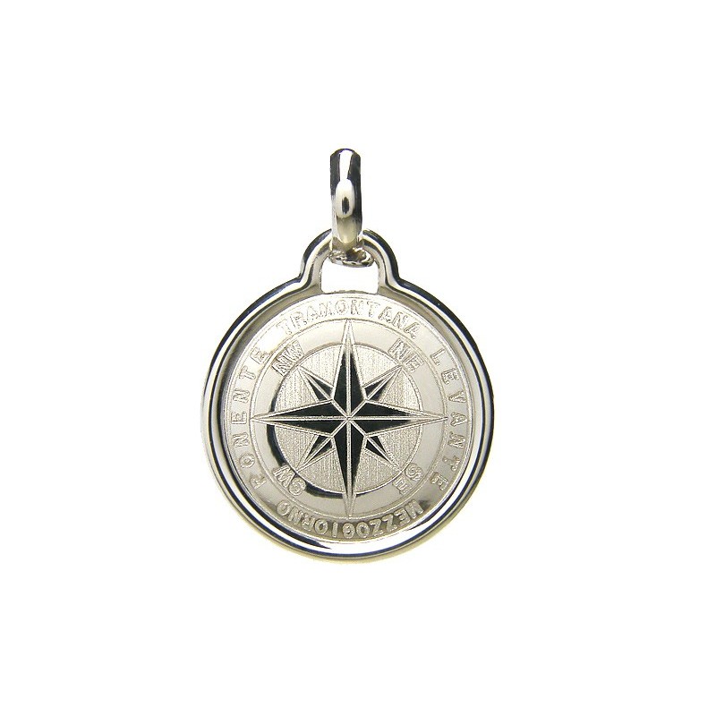 compass rose pendant in 18kt white gold C1465B