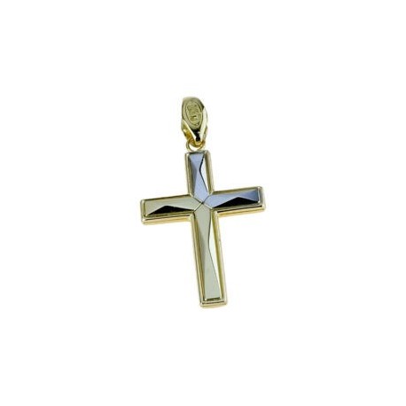 18kt white and yellow gold boxed cross pendant C1485BG
