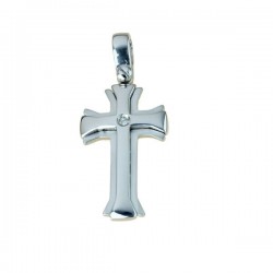 polished cross pendant with satin edges in 18kt white gold C1521B