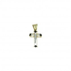 double plate cross pendant in 18kt yellow gold C1513G
