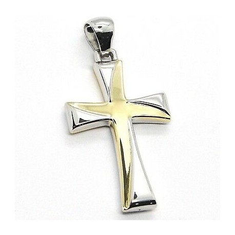18kt yellow and white gold boxed cross pendant C1537BG