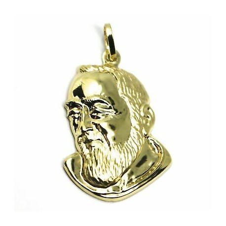 Pendentif Padre Pio imprimé en or jaune C1638G