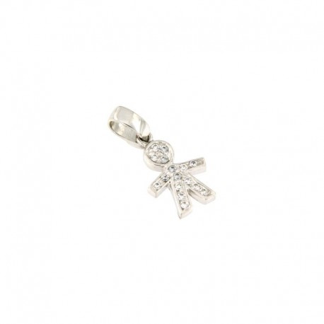 Pendentif bébé en or blanc 18 carats avec zircons cubiques C2706B