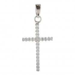 cross pendant with cubic zirconia in 18kt white gold C3289B