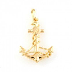 polished anchor pendant with rope worked in 18kt yellow gold C1303G