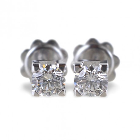 Large Point light earrings in gold and 0.90 carat diamonds