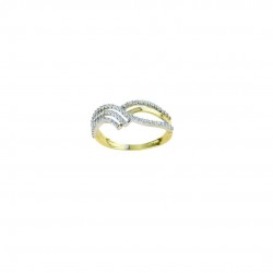 bague fantaisie avec pavé d'oxydes de zirconium en or jaune 18 kt A2404G