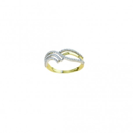 anello fantasia con pave di zirconi in oro giallo 18 kt A2404G