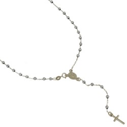 catenina rosario cm.45 con grani sfaccettati in oro bianco 18kt C1928B