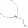 45 cm rosary chain with faceted grains in 18kt white gold C1928B