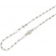 Rosary chain necklace with faceted grains in white gold C1940B