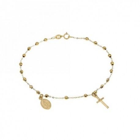 bracciale rosario con grani lucidi in oro giallo BR1944G