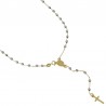 rosary chain with shiny grains in white and yellow gold C1949BG