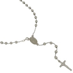 rosary chain with shiny grains in white gold C1953B