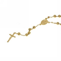 catenina rosario con grani lucidi in oro giallo C1956G