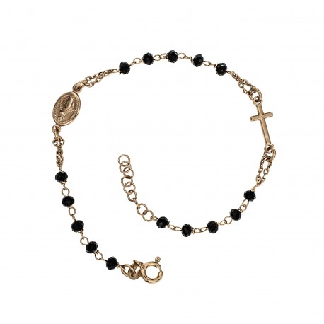 bracciale rosario con grani in spinello nero BR1972G