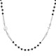 white gold round neck rosary chain with black spinel grains C1974B
