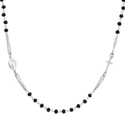 catenina rosario girocollo in oro bianco con grani in spinello nero C1974B