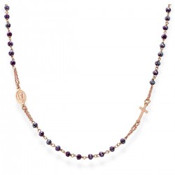 rosary chain necklace in rose gold with black spinel grains C1975R