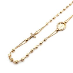 collier chaîne chapelet en or rose avec grains travaillés C1978R