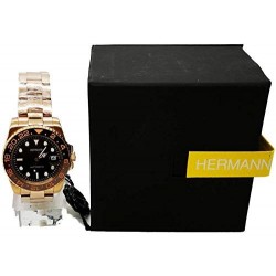 Regarder Hermann Cadran De La Montre Gmt En Acier Inoxydable Bracelet Jubilé En Or