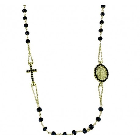 Catena rosario girocollo con grani in spinello nero C1965G