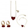 Set with red enameled heart and P3142R plate heart