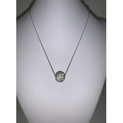 Necklace white gold with a ball and stras