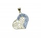 Pendentif coeur découpé avec fleurs et zircons C1326G