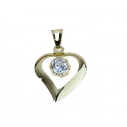 Shiny cutout heart pendant with central light point C1325G