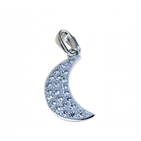 Half moon pendant with cubic zirconia pave C1401B