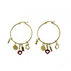 Hoop earrings with dangling charms O3279G