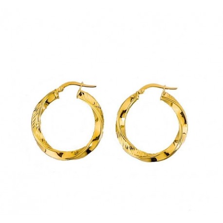 Polished and hammered torchon hoop earrings O3198G