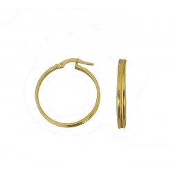Hoop earrings with polished edge and central hollowed satin O3196G
