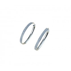 Wide band hoop earrings with oval glittered outer edge O2270B