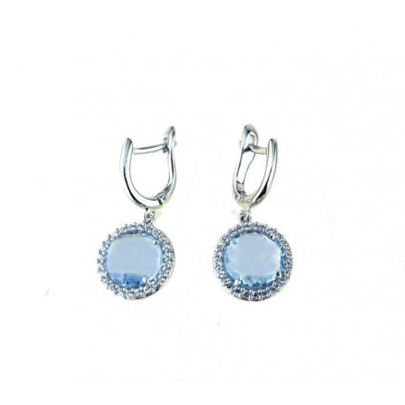 Earrings with light blue stone pendant O2842B