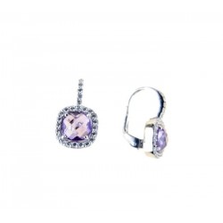 Earrings with purple stone and zircons O2841B