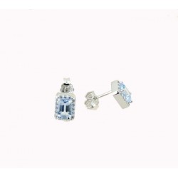 Earrings with light blue stone and cubic zirconia pave O2928B
