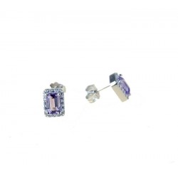 Boucles d'oreilles avec pierre violette et pavé d'oxydes de zirconium O2929B