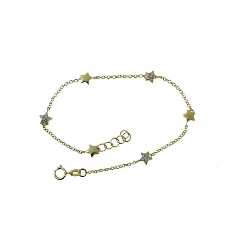 Bracciale con stelle lucide e con pavè di zirconi BR3065G