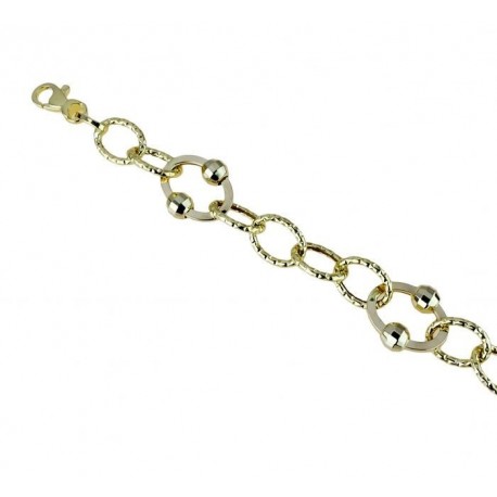 bracelet chaîne à maillons ovales moletés et brillants avec sphères facettées BR927G