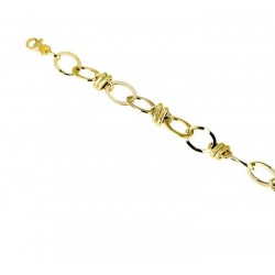 chain bracelet with shiny and knurled oval links BR935G