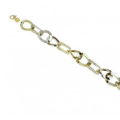 chain bracelet with shiny and twisted oval links and knurled links BR937BGR