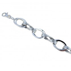 chain bracelet with shiny links and alternating knurled finish BR921B
