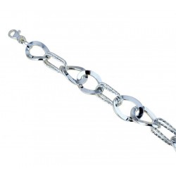 chain bracelet with shiny links and alternating knurled finish BR922B