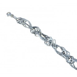 chain bracelet with shiny links and alternating knurled finish BR923B
