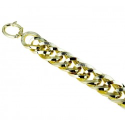 Boxed Chain Armband mit glänzenden und bearbeiteten ovalen und gedrehten Gliedern BR972G