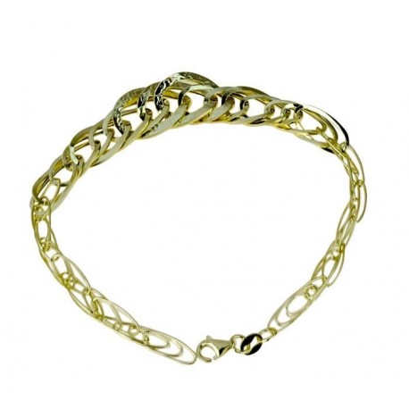Gradient chain bracelet with shiny and worked oval links BR983G