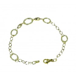 Chain bracelet with round links and worked oval spheres BR997G
